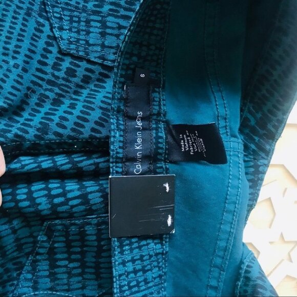 Calvin Klein jeans a black Nad Green Animal Print Skinny Jean Pants Woman size 6 - Picture 12 of 16